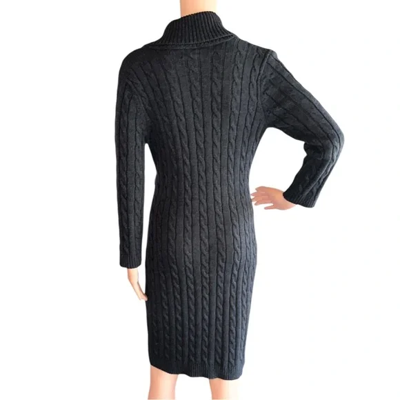 Calvin Klein ~ Women’s Grey Cable Knit LS Sweater Dress ~ Size M - Picture 7 of 10